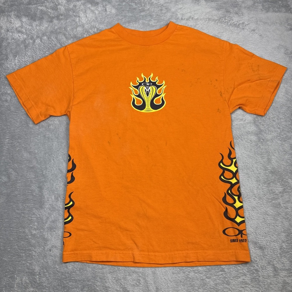 Vintage Ocean Pacific Snake Flame‎ Shirt Men M Orange Color Bleed Faded Y2K
